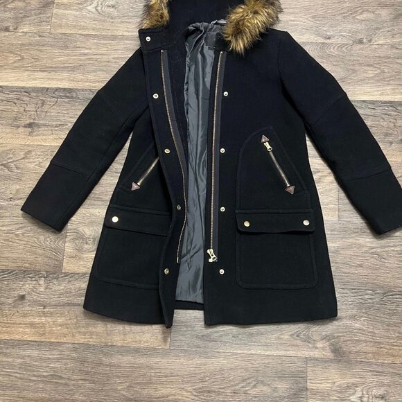 J. Crew Chateau Parka in Italian Stadium-Cloth Wool Black Size 00 - Picture 7 of 10